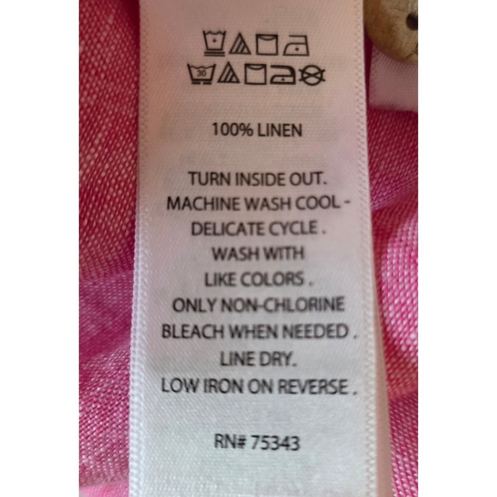 Sigrid Olsen Linen Henley Top Womens 2X Pink Roll Tab Sleeve Summer Coastal - Picture 12 of 12